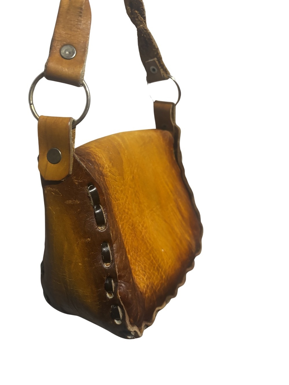 Hand-Painted Brown Leather Crossbody Bag - Picture 3 of 6